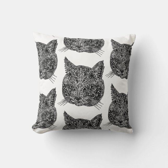 Katthuvud för prydnadsdjur kudde (Framsida)