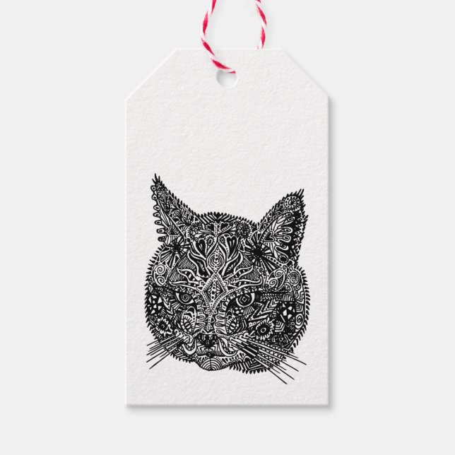 Katthuvud för prydnadsdjur presentetikett (Framsidan)