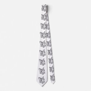 Katthuvud i ornament - Välj bakgrund färg Slips
