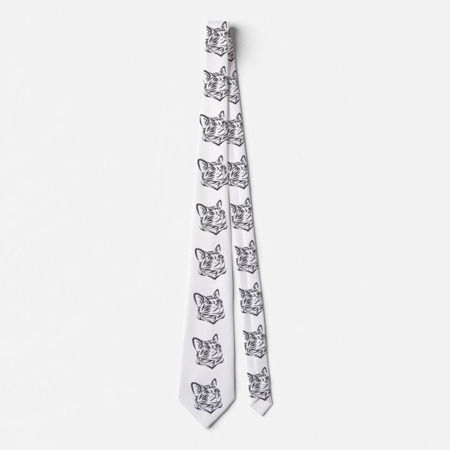 Katthuvud i ornament - Välj bakgrund färg Slips (Framsida)
