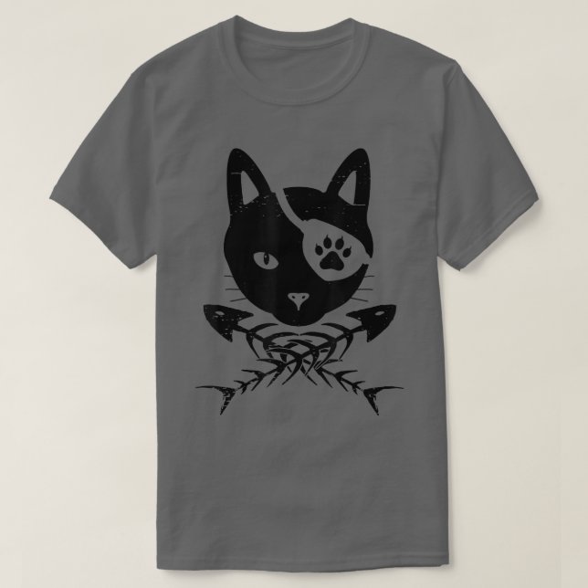 Katthuvud med fiskben Halloween Costume Ca T Shirt (Design framsida)