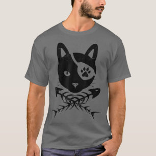 Katthuvud med fiskben Halloween Costume Ca T Shirt