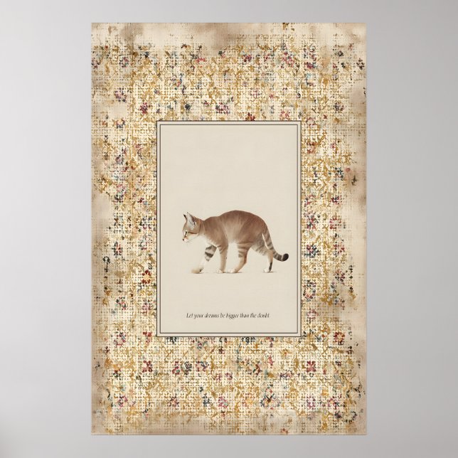 Kattillustration Affisch Lugn Katt Konsttryck (Framsidan)