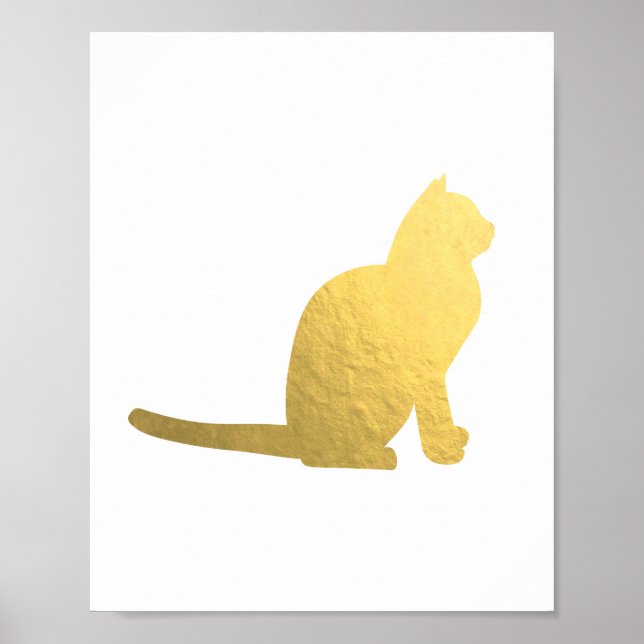 Kattillustration i Faux guld, antika guldfärgade s Poster (Framsidan)