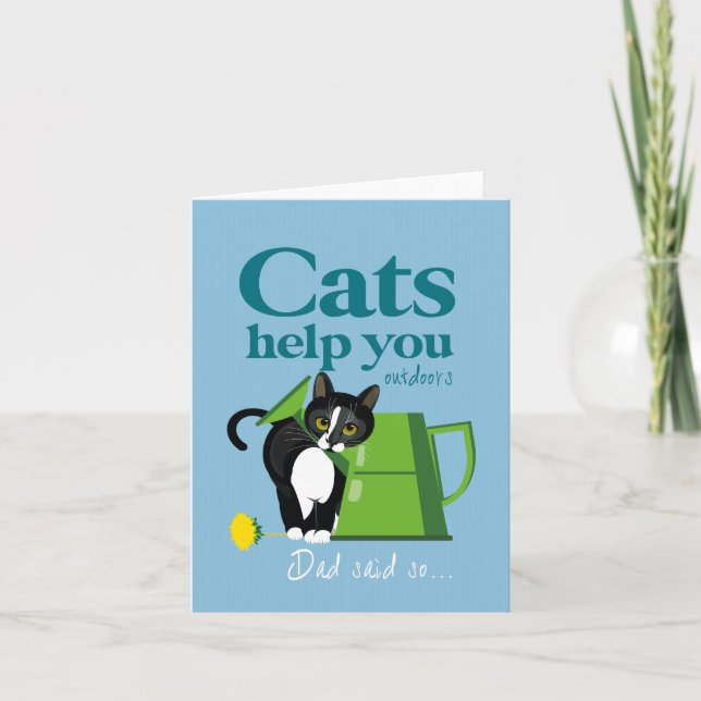 Kattillustration: "Katt hjälper dig att komma ut.. Kort (Framsida)