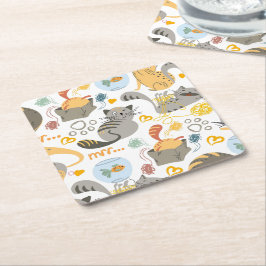 Kattillustration Underlägg Papper Kvadrat
