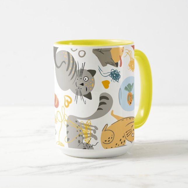 Kattillustrationskonstverk Mugg (Framsida höger)