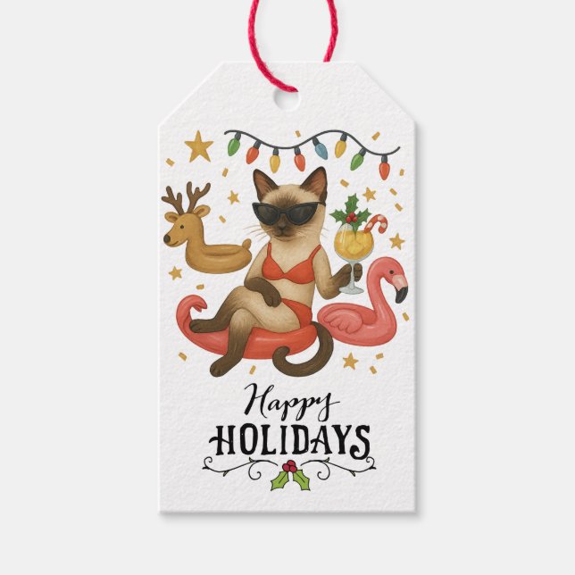 Kattjulen i Siamese i juli Presentetikett (Framsidan)