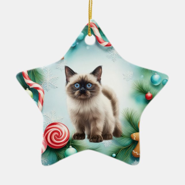Kattjulen i Siamese Julgransprydnad Keramik (Framsidan)