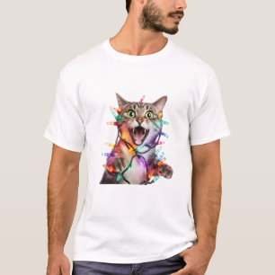 Kattjulen Ljus snärjde upp i Träd Helgdag T Shirt