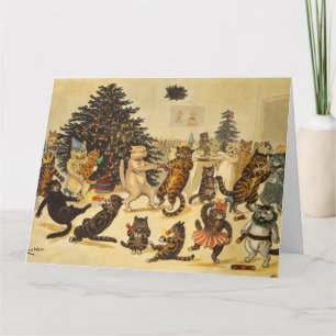 Kattjulen Party - Louis Wain Kort