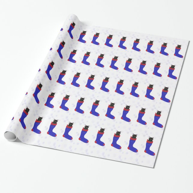 Kattjullagring i Snöflingor, Papper inslagning Presentpapper (Utrullad)