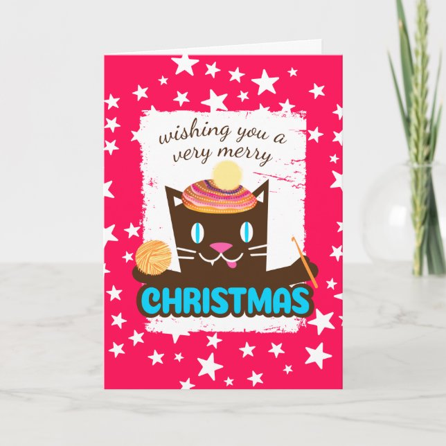 Kattjullåsgarn av typen krok helgkort (Framsida)