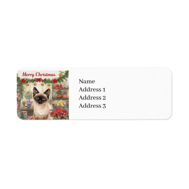 Kattjultema för siamesisk Cat Lovers Returadress Etikett (Framsidan)