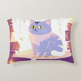 Kattkafé bibliotek prydnadskudde