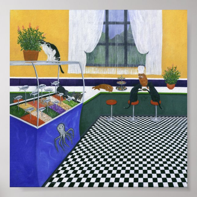 Kattkaféet. Färgfläcksartikel Poster (Framsidan)