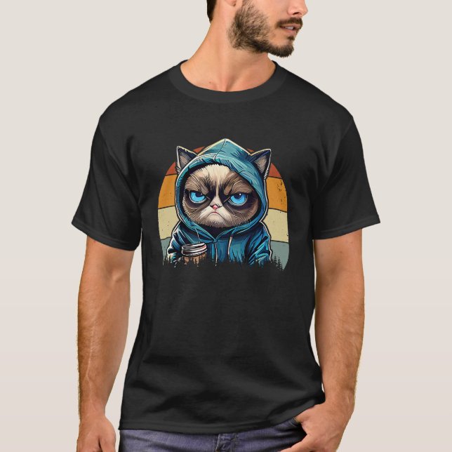 Kattkaffe Jag retro katter  14 T Shirt (Framsida)