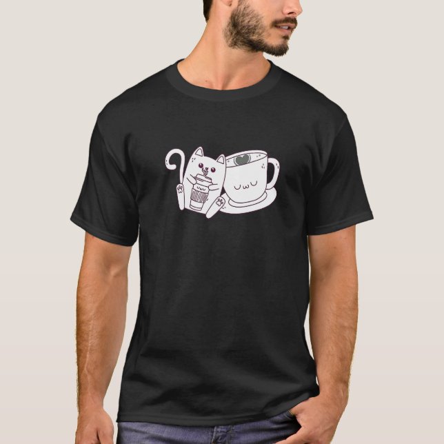 Kattkaffe och baristor t shirt (Framsida)