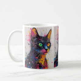 Kattkaffemugg med färgexplosion – Levande present Kaffemugg
