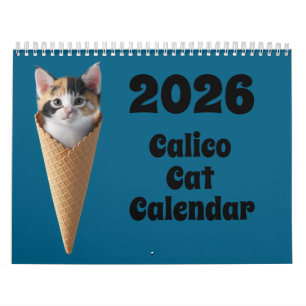 Kattkalender med trefärgade katter kalender