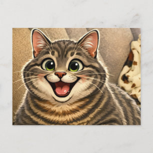 Kattkarikatyr Helg Vykort