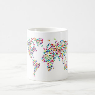 Kattkarta av världskartan kaffemugg
