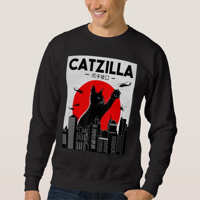 Kattkatt av Catzilla Ca Lång Ärmad Tröja (Framsida)