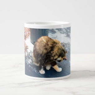 Kattkatt som slickar bakom ben jumbo mugg