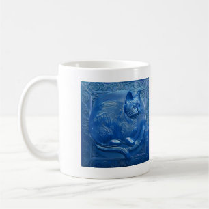 Kattkattens Snyggt Cat Dam vid marinblått Anpassni Kaffemugg