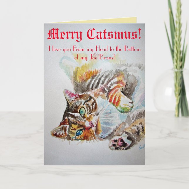 Kattkatter Kärlek Toe Beans God jul Card Kort (Framsida)