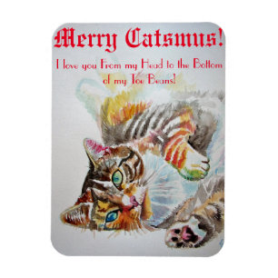 Kattkatter Kärlek Toe Beans God jul Card Magnet