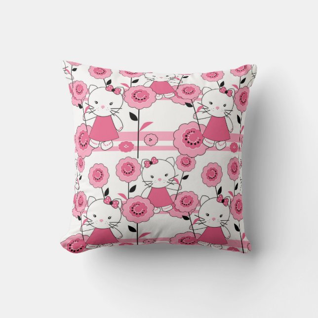 Kattkattkattungar, vit rosa kudde (Framsida)