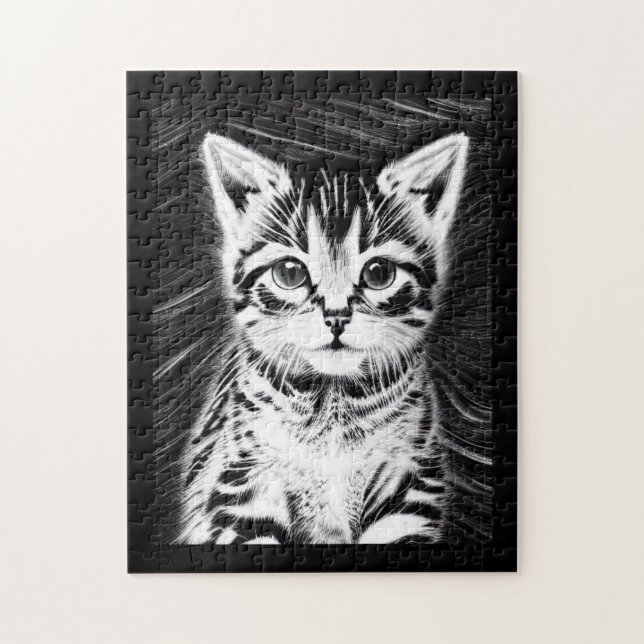 Kattkattsvart och vit rand pussel (Vertikal)
