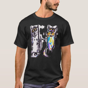 Kattkattungar med fuktig konst i kattunge porträtt t shirt