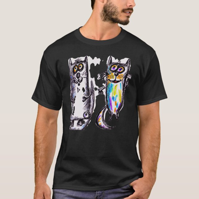 Kattkattungar med fuktig konst i kattunge porträtt t shirt (Framsida)