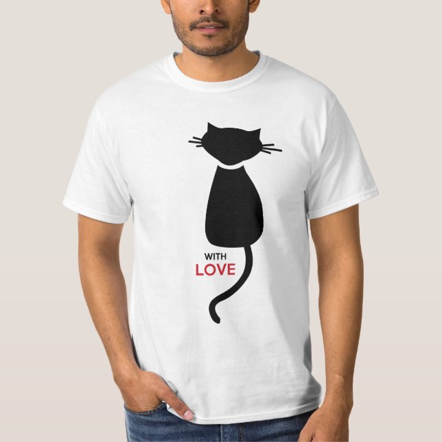 Kattkattunge kopplar ihop manar T-tröja T-shirt (Framsida)