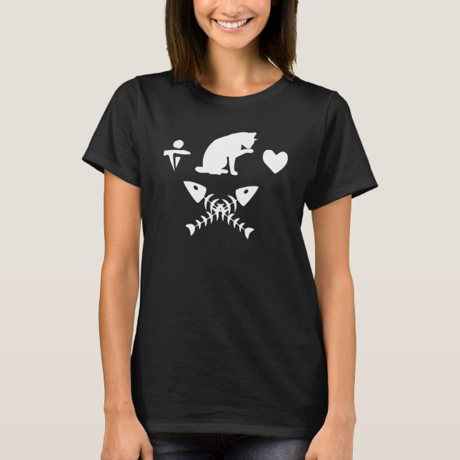 Kattkattunge med fiskben t shirt (Framsida)