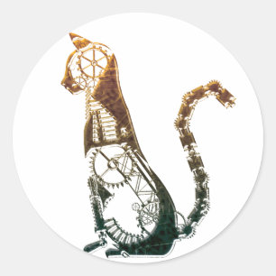 Kattklistermärken för Steampunk Runt Klistermärke