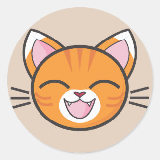 Kattklistermärken i lycklig runt klistermärke