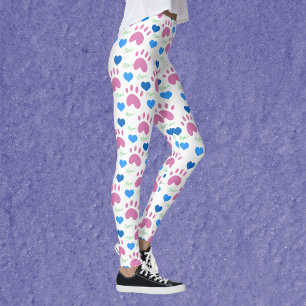 Kattklövar hjärtan mjau Rosa Blå Grön Mönster Leggings