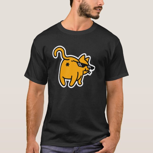 Kattknapp i Ansikte-kontakt med det glasslemmet lu T Shirt (Framsida)