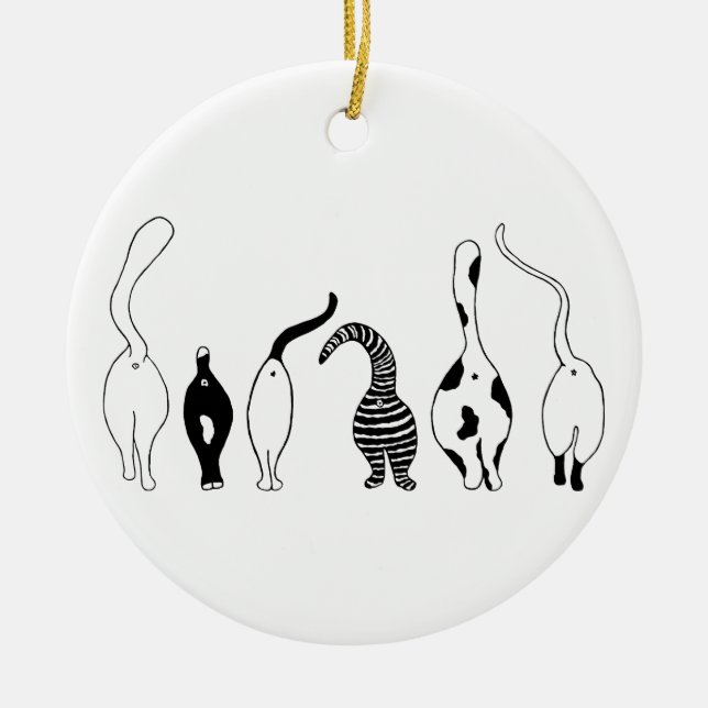 Kattknapp Julgransprydnad Keramik (Framsidan)