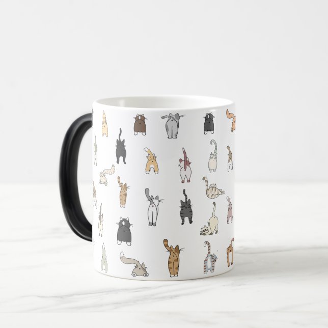Kattknölar, Crazy Cat Dam, Kitten Butts, Finny Cat Magisk Mugg (Framsida vänster)