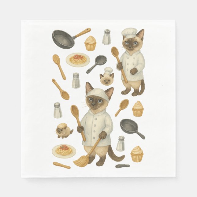 Kattkockskoksparty för kattälskare pappersservett (Framsidan)