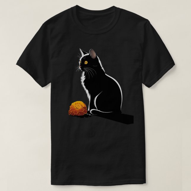 Kattkonst - blomsterkonst Katt Motif Djurkatt T Shirt (Design framsida)