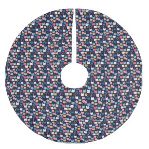 Kattkonst Cute Cat Ansikte Julgransmatta Borstad Polyester