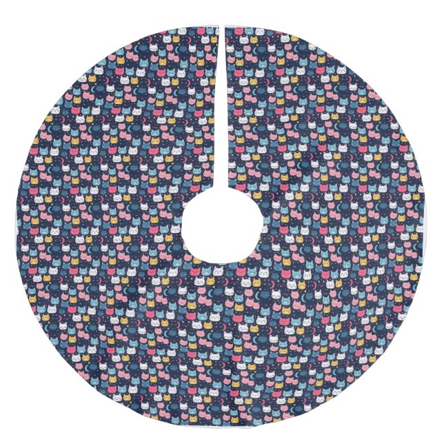 Kattkonst | Cute Cat Ansikte Julgransmatta Borstad Polyester (Framsidan)