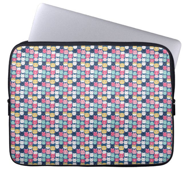 Kattkonst | Cute Cat Ansikte Laptop Fodral (Framsidan)