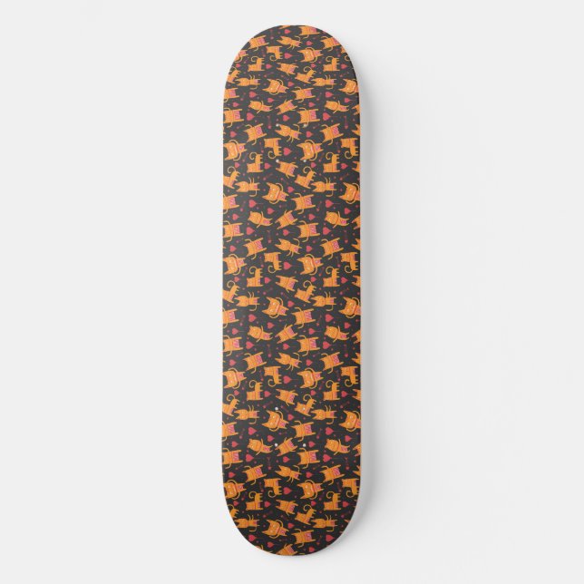 Kattkonst | Cute Cat Mönster Chilensk Mini Skateboard Bräda 18,5 Cm (Framsida)