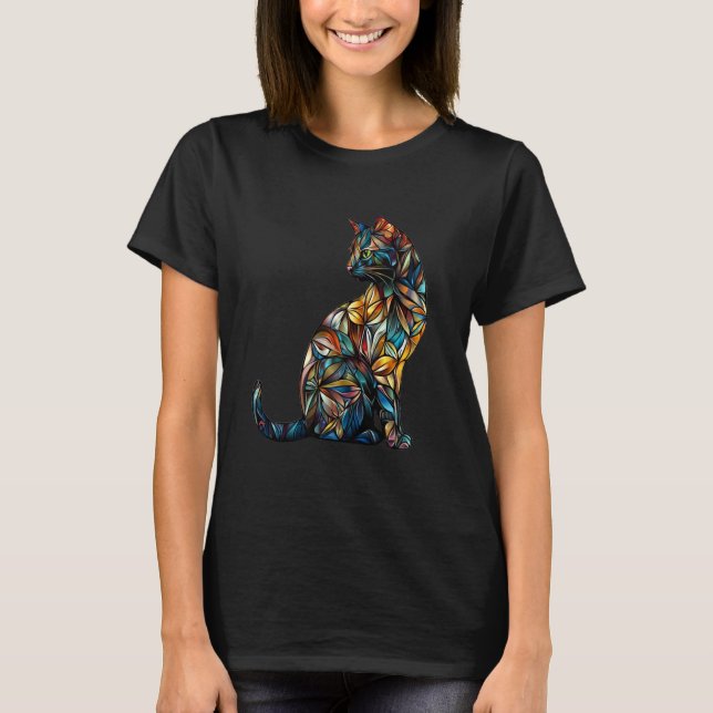 Kattkonst i glasmålning t shirt (Framsida)